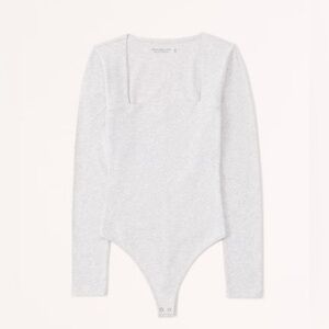 Abercrombie & Fitch Square Neck Bodysuit Light Grey Size XL